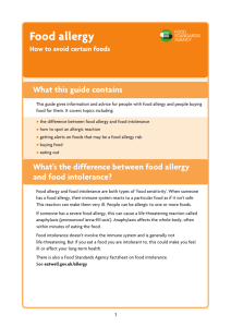 Food allergy What this guide contains How to avoid certain foods