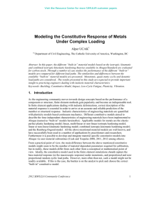Modeling the Constitutive Response of Metals Under Complex Loading Alper UCAK