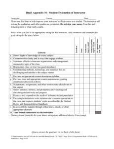 Draft Appendix M:  Student Evaluation of Instructor