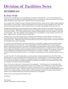 Division of  Facilities News K-State Pride SEPTEMBER 2015