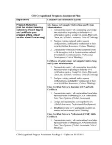 CIS Occupational Program Assessment Plan