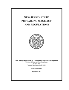 NEW JERSEY STATE PREVAILING WAGE ACT AND REGULATIONS