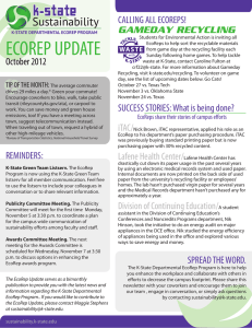 ECOREP UPDATE Sustainability CALLING ALL ECOREPS! GAMEDAY RECYCLING