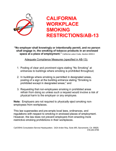 CALIFORNIA WORKPLACE SMOKING RESTRICTIONS/AB-13