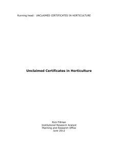 Unclaimed Certificates in Horticulture