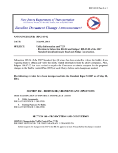 Baseline Document Change Announcement New Jersey Department of Transportation