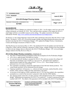 June 9, 2014 2014-2018 Budget Planning Update Page 1 of 15
