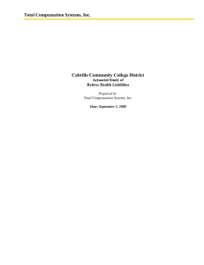 Total Compensation Systems, Inc. Cabrillo Community College District Actuarial Study of