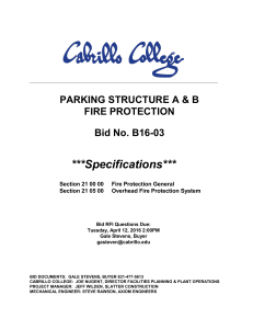 ***Specifications*** PARKING STRUCTURE A &amp; B FIRE PROTECTION Bid No. B16-03