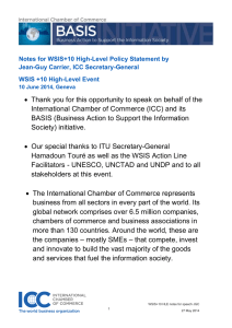 Notes for WSIS+10 High-Level Policy Statement by Jean-Guy Carrier, ICC Secretary-General