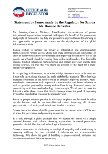 Statement by Samoa made by the Regulator for Samoa