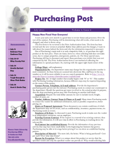 Purchasing Post Happy New Fiscal Year Everyone! Volume 8, Issue 6 July 2015