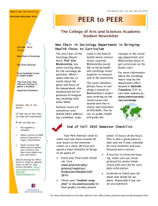 PEER to PEER The College of Arts and Sciences Academic Student Newsletter