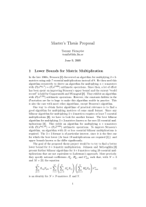 Master's Thesis Proposal 1 Lower Bounds for Matrix Multiplication Tommy Färnqvist
