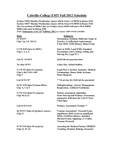 Cabrillo College EMT Fall 2012 Schedule
