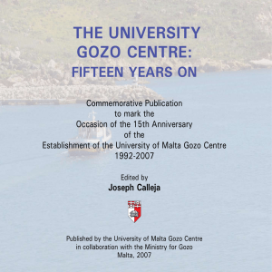 THE UNIVERSITY GOZO CENTRE: FIFTEEN YEARS ON
