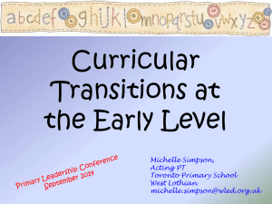 Curricular Transitions at the Early Level Michelle Simpson,