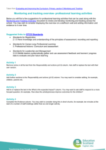 Monitoring and tracking overview- professional learning activities