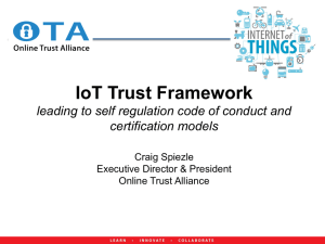 IoT Trust Framework leading to self regulation code of conduct and