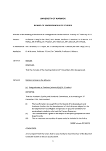 Minutes of the meeting of the Board of Undergraduate Studies... February 2015. Present: