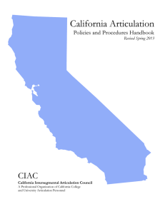 California Articulation CIAC Policies and Procedures Handbook Revised Spring 2013