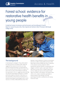 Forest school: evidence for restorative health benefits in young people