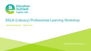 SSLN (Literacy) Professional Learning Workshop – Third Level Group Discussion