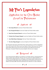 ’s Legendarium Mr Poe Application for the Clive Barker Award for Performance