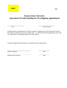 Kansas State University Agreement of Understanding for Overlapping Appointment _________________