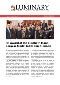 LUMINARY IOI Award of the Elisabeth Mann DECEMBER 2015