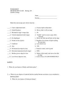 WORKSHEET MICROSCOPE CLASS    Biology 201 Cabrillo College