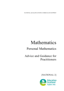 Mathematics Personal Mathematics  Advice and Guidance for