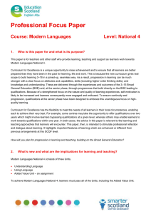 Professional Focus Paper  Course: Modern Languages Level: National 4
