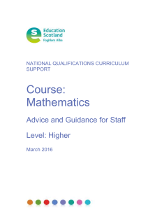 Course: Mathematics  Advice and Guidance for Staff