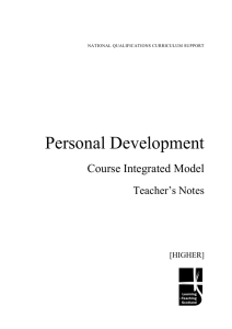 Personal Development Course Integrated Model Teacher’s Notes