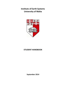 Institute of Earth Systems University of Malta STUDENT HANDBOOK