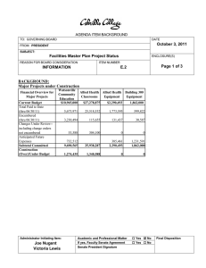October 3, 2011 Facilities Master Plan Project Status Page 1 of 3