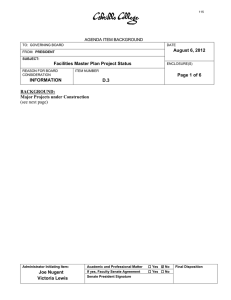 August 6, 2012 Facilities Master Plan Project Status Page 1 of 6