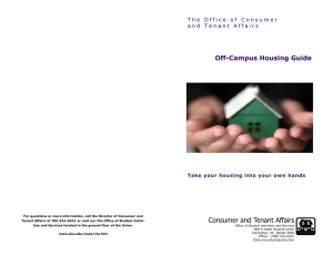 Consumer and Tenant Affairs Off-Campus Housing Guide