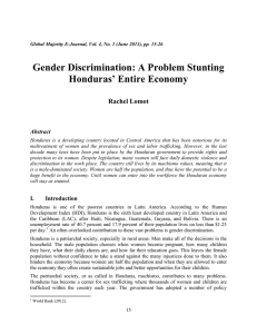 Gender Discrimination: A Problem Stunting Honduras’ Entire Economy Rachel Lomot