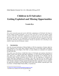 Children in El Salvador: Getting Exploited and Missing Opportunities Yeomin Ryu