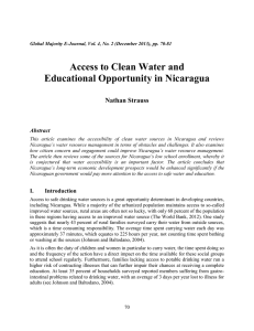 Access to Clean Water and Educational Opportunity in Nicaragua Nathan Strauss