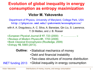 Evolution of global inequality in energy consumption as entropy maximization