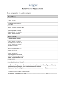 Human Tissue Disposal Form  Project Details
