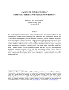 CAUSES AND CONSEQUENCES OF FIRMS’ SELF-REPORTED ANTICORRUPTION EFFORTS