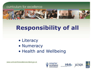 Responsibility of all • Literacy • Numeracy • Health and Wellbeing