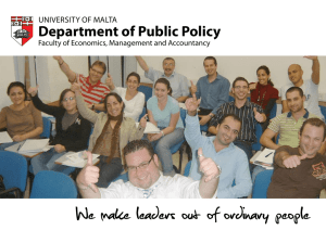 We make leaders out of ordinary people Department of Public Policy