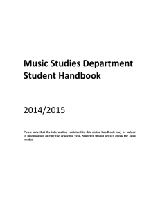Music Studies Department Student Handbook  2014/2015