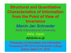 Structural and Quantitative Characteristics of Information from the Point of View of Invariance