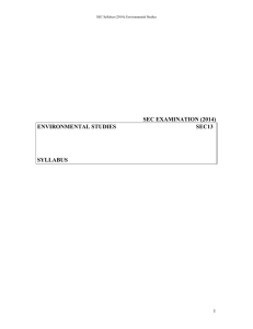 SEC EXAMINATION (2014) ENVIRONMENTAL STUDIES SEC13 SYLLABUS